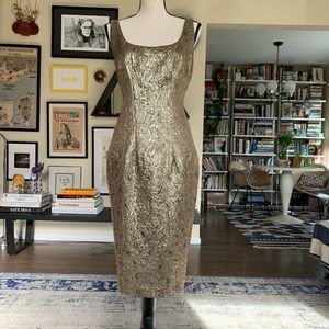 PAMELA BARISH - Gold brocade sheath dress